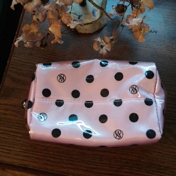VICTORIA'S SECRET PINK & BLACK  POLKA DOT MAKEUP CASE - Picture 3 of 3
